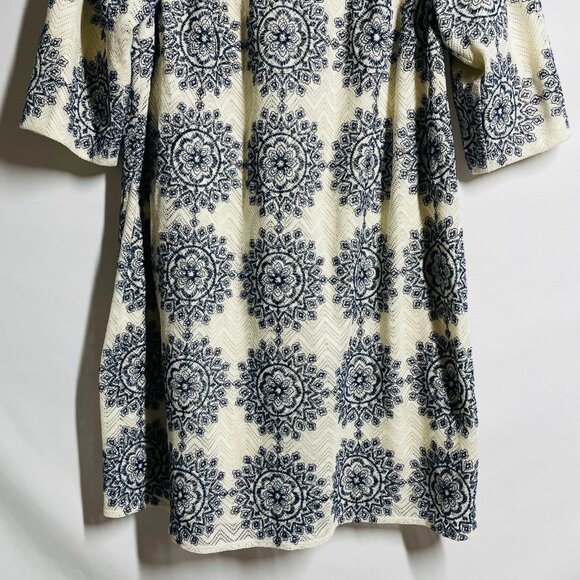 Jessica Howard Womens Ivory Knit Elbow Sleeves Mandala Shift Dress Size 20W - Picture 4 of 11